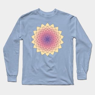 Yellow Pink and Purple Floral Mandala Long Sleeve T-Shirt